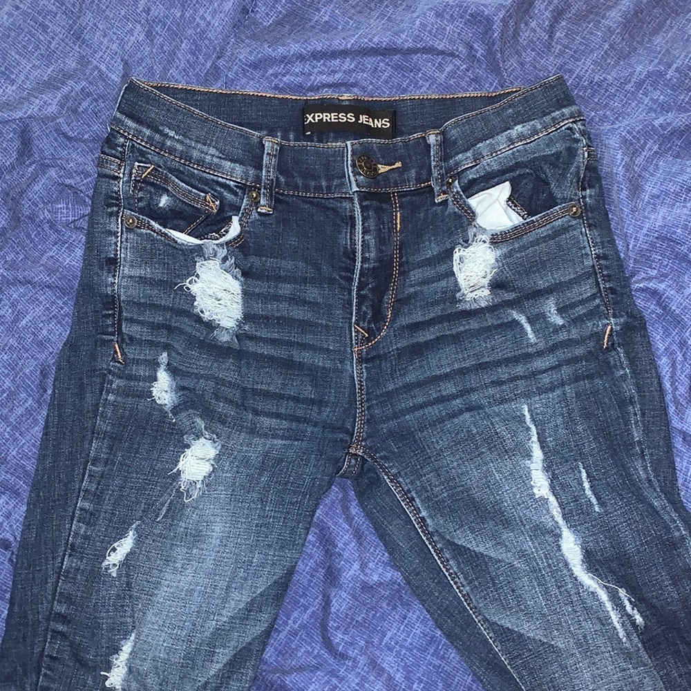 Express Jeans legging mid-rise dark wash jeans, size 6